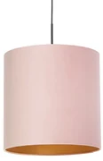 Lampă suspendată cu abajur din catifea roz cu auriu 40 cm - Combi