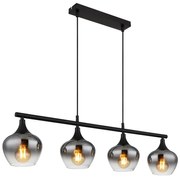 Lustra suspendata design modern MAXY 4L negru/fumuriu