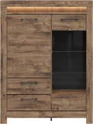 Vitrina TORIN, stejar, PAL/sticla securizata, 114x45x150 cm