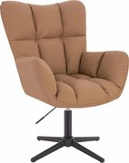 HR650CROSS Scaun Caramel Piele Ecologica Premium Soft cu Bază Neagră