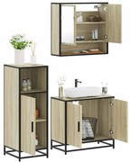 vidaXL Set mobilier de baie, 3 piese, stejar sonoma, lemn prelucrat