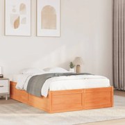 vidaXL Cadru pat fără saltea, maro ceruit, 135x190 cm, lemn masiv pin