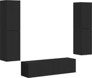 vidaXL Set comodă TV 6 pcs Negru Lemn compozit