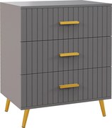 HOMCOM Comodă pentru Dormitor, Dulap Modern cu 3 Sertare, Sertar de Depozitare cu Picioare din Aluminiu, 60x40x71.5 cm, Gri Închis