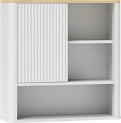 HOMCOM Dulap de baie de perete cu ușă culisantă 5 compartimente și polițe reglabile 60x20x62 cm Alb | Aosom Romania