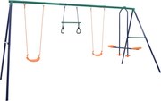 vidaXL Set de leagăne cu inele de gimnastică și 4 locuri, oțel