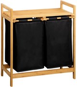 Cos de rufe din bambus, doua compartimente, 64 x 73 cm
