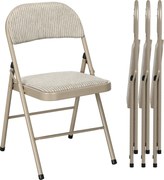 HOMCOM Set de 4 Scaune Pliabile, Scaune Moderne cu Perne din Poliester pentru Acasă și Birou, 45x46x78 cm, Bej | Aosom Romania