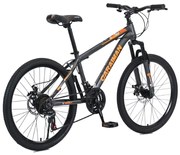Bicicleta Caraiman, roti 27.5 inch, cadru otel, frane pe disc, negru cu portocaliu, BC97