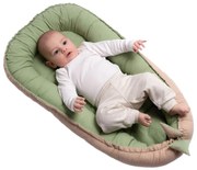 Cosulet bebelus pentru dormit din tesatura de in Kidizi Baby Nest Cocoon 90x50 cm Olive