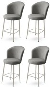 Set de scaune de bar Alte Grey și Chrome, 4 bucăți, 4 buc