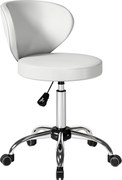 HOMCOM Taburet cu roți, taburet de masaj din PU cu înălțime reglabilă 73-88 cm și spătar, pivotant 360°, alb | Aosom Romania