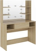 vidaXL Masă machiaj cu lumini LED, stejar, 100x40x135 cm , MDF