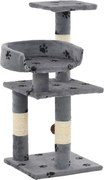 vidaXL Ansamblu pisici cu funie de sisal, 65 cm, imprimeu lăbuțe, gri