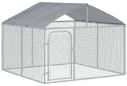 PawHut Țarc Exterior pentru Câini cu Acoperiș Impermeabil, Spațios, 230x230x175 cm, Argintiu | Aosom Romania