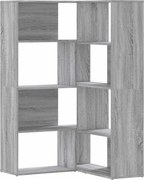 vidaXL Bibliotecă de colț cu 4 niveluri gri sonoma 85x85x140 cm lemn