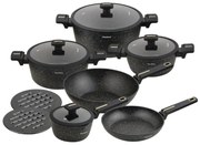 Set oale marmorate cu capace 12 peise Klausberg KB-7968, negru