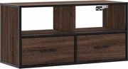 vidaXL Dulap TV, stejar maro, 80x31x39,5 cm, lemn prelucrat și metal
