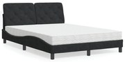 vidaXL Pat cu saltea, negru, 140x200 cm, catifea