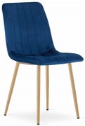 Scaun Bucatarie/Dining Gabe Picioare Finisaj Lemn Catifea Albastra