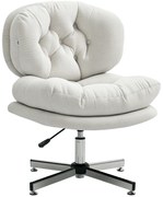 HOMCOM Scaun de birou fără brațe, confortabil scaun de birou cu șezut capitonat și înălțime reglabilă, Bej | Aosom Romania