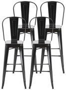 HOMCOM Set 4 Scaune Metalice Rezistente pentru Dining și Bucătărie Design Modern 44x53x116 cm Negru | Aosom Romania