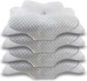 PACHET 4 PERNE CERVI-SAN CONFORT, pernă ortopedică cervicală, din spumă cu memorie, pentru toate pozițiile de somn, husă respirabilă, detașabilă și lavabilă, Pernă ergonomică de susținere a gâtului, Alb