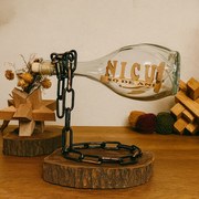 Sticla Artizanala Personalizata cu Nume + Suport Metalic