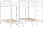 vidaXL Pat supraetajat triplu, alb 140x200/70x140 cm lemn pin