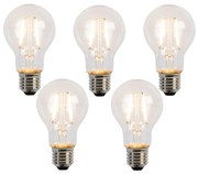 Set de 5 becuri cu filament LED E27 A60 2W 210lm 2200K