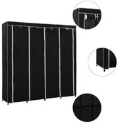 vidaXL Șifonier cu 4 compartimente, negru, 175 x 45 x 170 cm