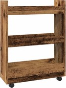 vidaXL Cărucior depozitare îngust 3 niveluri lemn vechi lemn prelucrat