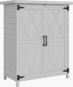 Outsunny Adăpost de grădină dulap 3 rafturi 2 uși acoperiș din tablă galvanizată etanș lemn masiv 75 x 40 x 90 cm gri | Aosom Romania
