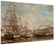 Tablou - Eugène Boudin, Festival in the Harbor of Honfleur, reproducere (90x60 cm)