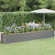 vidaXL Strat înălțat grădină gri 440x80x68cm oțel galvanizat
