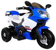 Motocicleta Electrica cu Acumulator Pentru Copii Novokids™ Moto GP Sport, 3-6 ani, max 30 kg, Cu Sunete , 3 Roti, Mers cu spatele, Albastru si alb