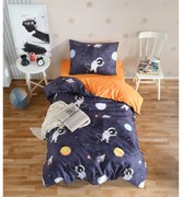 Lenjerie de pat pentru copii albastru-închis/portocalie pentru pat de o persoană 140x200 cm Astron – Mijolnir