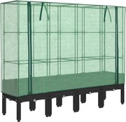 vidaXL Strat înălțat cu husă de seră, aspect ratan, 160x40x140 cm