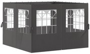 Outsunny Panouri laterale pentru pergolă, 4 panouri laterale pentru pavilion de grădină, cu fermoare, 3 x 4 m pergolă, Gri închis | Aosom Romania
