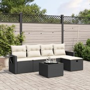 vidaXL Set mobilier de grădină cu perne, 6 piese, negru, poliratan