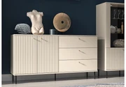 Comodă Jamuzi 160 cm cu 2 uși și sertare - cașmir / picioare negre