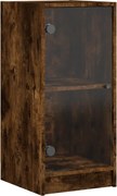 vidaXL Dulap lateral cu uși din sticlă, stejar fumuriu, 35x37x75,5 cm