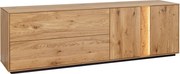 Comodă TV lemn masiv Aurora Iluminată Stejar, 185 × 37 × 60 cm