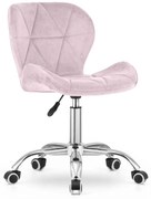 PROMOTIE Scaun de birou roz pudra AVOLA VELVET II. calitate