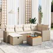 vidaXL Set canapele de grădină, 7 piese, cu perne, bej, poliratan