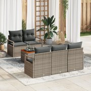 vidaXL Set de canapele pentru grădină cu pernă 6 pcs Gri Rattan poli