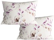 Set de 2 huse decorative pentru perna din microfibra FLORANY 50x70 cm, alba