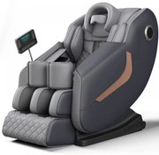 Fotoliu de Masaj GAIUS, Masaj role, Masaj airbaguri, Incalzire, Bluetooth, Display, Zero Gravity, 2 Boxe, Moduri Automate, PU, Gri
