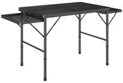 Outsunny Masă de camping pliabilă cu 2 rafturi laterale, înălțime reglabilă pentru camping, picnic, grătar, negru | Aosom Romania