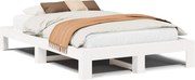 vidaXL Cadru de pat fără saltea, alb, 120x200 cm, lemn masiv pin